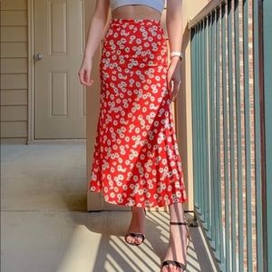 Reformation Bea Floral Crepe Midi Skirt